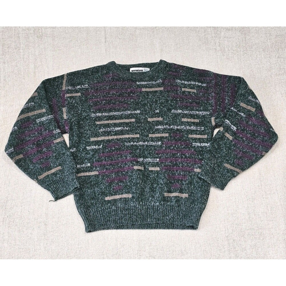 Vintage White Oak Mens Sweater Medium Soft Pullover Geometric Dad GrandpaCore